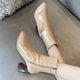 thumbnail image 5 of NECHOLOGY Botas Mujer Adulto Femenino Zapatos Botines mujer Botas de mujer Cómodo Punta estrecha Tacón grueso Cremallera lateral Color sólido Otoño e invierno (Khaki, 10), 5 of 7
