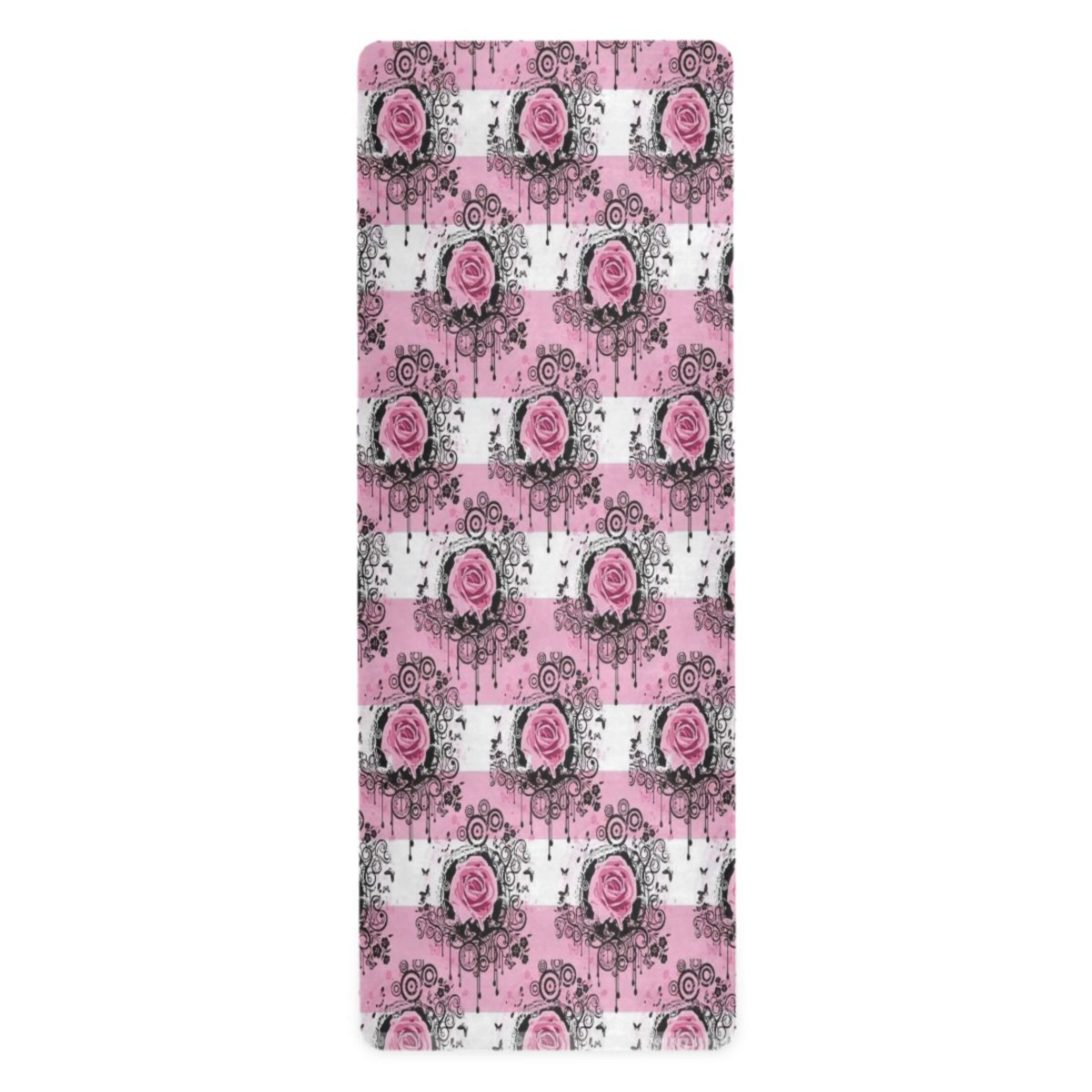 BZSMCE Yoga Mat Women Fitness Mat Pink Floral Lattice Pattern