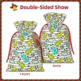 thumbnail image 2 of Rocae Funny Dinosaurs on Stripes for Christmas Drawstring Linen Gift Bag with Drawstrings Treat Bag Goody Present Bags for Christmas Party Favor-Small, 2 of 9
