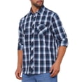 thumbnail image 4 of CAMISA DE VESTIR DE MANGA LARGA A CUADROS PARA HOMBRE INSPIRAR CHIC, CON COLLAR PUNTA Y BOTONES, TALLA XL, AZUL MARINO Y NEGRO, 4 of 6