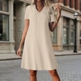 thumbnail image 3 of YuXingFu Cocktail Dresses for Women Maxi V-Neck Plus Size Womens Dress Short Sleeve for Home Long Casual Summer Khaki S, 3 of 9