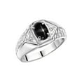 thumbnail image 4 of Rylos  Sterling Silver Classic 7X5MM Oval Black Star Sapphire & Sparkling Diamond Ring - Birthstone Jewelry for Men -Size 8, 4 of 7
