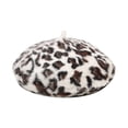 thumbnail image 4 of HNMKIU Fashionable Ladies Beret Hat with Elegant Leopard Print Design for Warm Winter Style White,One Size, 4 of 6