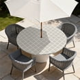 thumbnail image 6 of Outdoor Tablecloth with Umbrella Hole and Zipper Waterproof Round Fitted Tablecloth with Elastic Edge, Wipeable Outdoor Table Cover for Patio, Garden, Picnic Fits 36-65" Round Tables, 6 of 12
