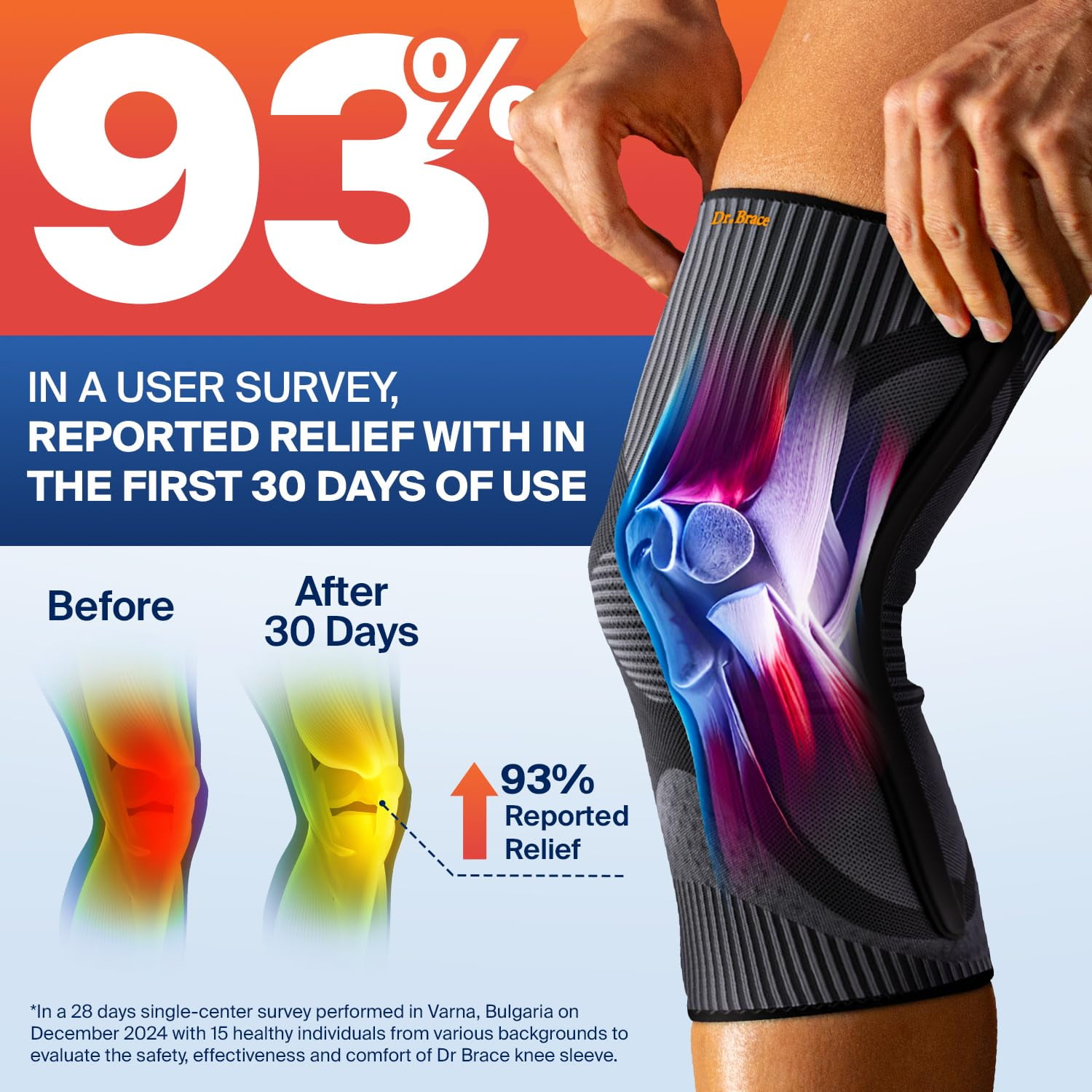 DR. BRACE ELITE Knee Brace with Size Stabilizer (2 Pack) Knee Brace for Women & Men, Workout, Sports, Daily Knee Compression Sleeve for Maximum Knee Pain Support & Fast Recovery (Pluto, Large)