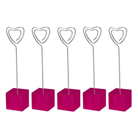 

Uxcell Resin Cube Base Picture Card Holder 5 Pack Heart Shape Table Stand Holder for Party Displaying Pink