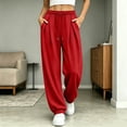 thumbnail image 2 of Annhoo Womens Joggers with Pockets Drawstring Elastic Waist Oversized Full Length Trousers Casual Workout Pants, 2 of 8