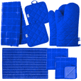 thumbnail image 6 of Kitchen Towels Set with 2 Blue Pot Holders, Oven Mitt, Dish Drying Mat, 2 Microfiber Dish cloths, Blue Kitchen Linen Set, 6 of 9