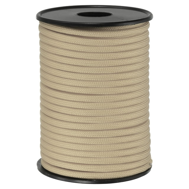 Uxcell 100FT 550 Paracord, 9 Strand Parachutes Cord Spool 4mm Survival Strong Rope String for Camping Hiking, Beige
