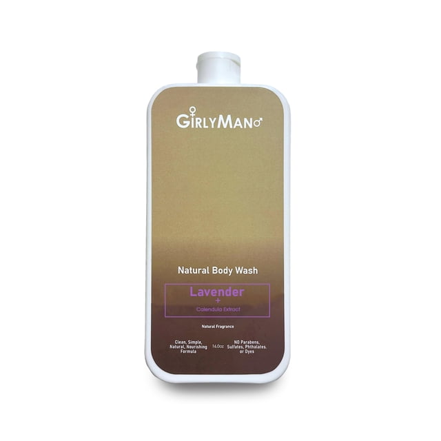 GirlyMan Natural Body Wash – Hecho con aceite de oliva y extracto de aloe, sin fragancia artificial, pH equilibrado, fórmula suave, ingredientes nutritivos, propiedad familiar (lavanda)