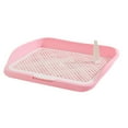 thumbnail image 1 of Poste extraíble para inodoro para perros, bandeja para ir al baño desmontable antisalpicaduras, bandeja para ir al baño para cachorros al aire libre, Valla mediana rosa, 1 of 9