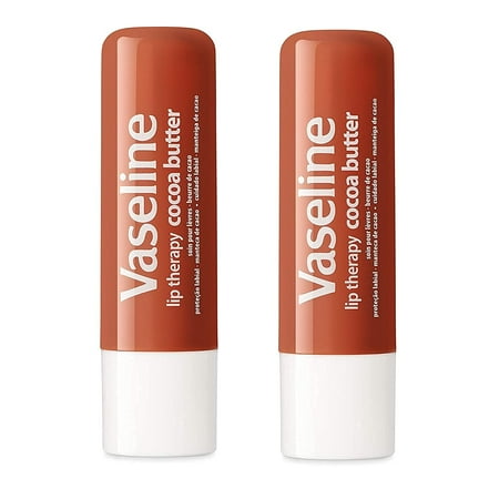 Vaseline Lip Therapy Lip Balm with Petroleum Jelly  Moisture for Chapped Lips  Cocoa Butter Lip Balm Stick for Hydrating Dry  Peeled & Cracked Lips (2 Pack)