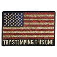 thumbnail image 1 of TRY STOMPING THIS ONE, Iron-On / Saw-On Rayon PATCH - 4" x 3", 1 of 1