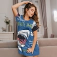 thumbnail image 6 of Salouo Great White Shark Print Short Sleeve Sleepshirt for Womens Comfy Nightgown Scoopneck Cute Nightdress Ruffle -3X-Large, 6 of 7