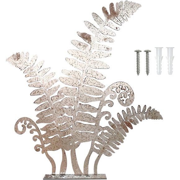 shiyou-Rustic Metal Fern Leaf Sculpture, Rusty Art Flower Garden Landscape Garden Decor Gift Rustic Yard Ornament Garden Art Yard Art Sculpture Gift
