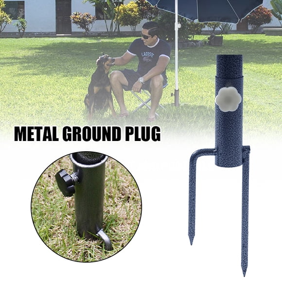 VALINK Parasol Ground Plug Sunshade Outdoor Sun Umbrella Stand Umbrella Black Metal Iron Fixed Umbrella