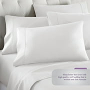 Danjor Linens 1800 Series 6 Piece Bedding Sheet & Pillowcases Sets with Deep Pockets, King, White