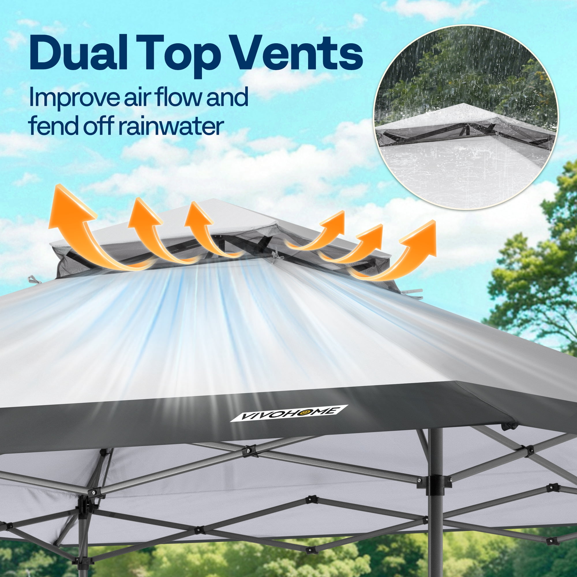 SPECSTAR 13x13ft Pop Up Gazebo One Push Setup Canopt Tent Heavy Duty with Wheel Carry Bag, Center Lock and 4 Sandbags, 169 Square Feet of Shade, Grey