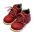 thumbnail image 3 of PEASKJP Kids Snow Boots Side Zipper Lace Up Work Combat Boots for Kids, Red 21, 3 of 5