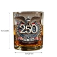 thumbnail image 3 of 250th Anniversary Whiskey Glass – Eagle & Stars Tumbler,Heavy Base Clear Glass,Collectible Gift for Men Women, 3 of 6