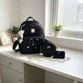 thumbnail image 5 of Hyknon 3Pcs Backpack Set for Women, Cute Bowknot Backpack Set with Crossbody Bag & Wallet, Flower Crossbody Bag with Adjustable Straps, Pendant Casual Daily Daypack for Shopping Casual Outing, Black, 5 of 8