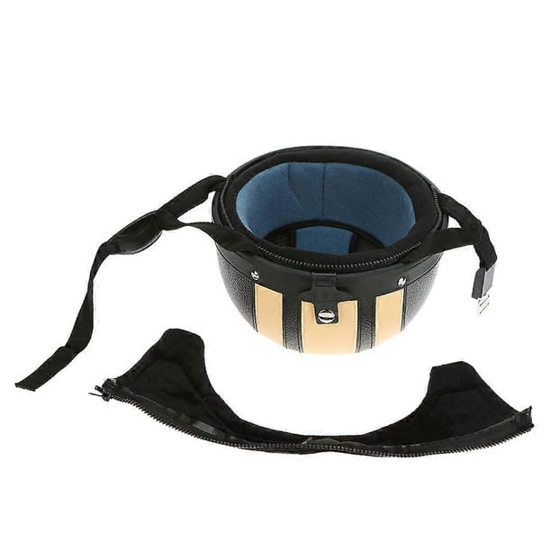 Motorcycle Scooter Open Face Half Leather Helmet with Visor UV Goggles Vintage Style 54-60cm