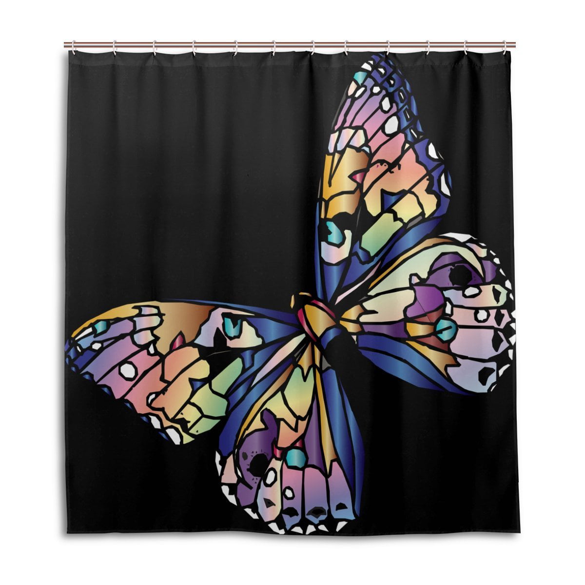 Popcreation Purple Butterfly Shower Curtain Waterproof Bathroom Shower