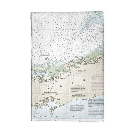 Betsy Drake KT13246 Cape Cod Bay, MA Nautical Map Kitchen Towel