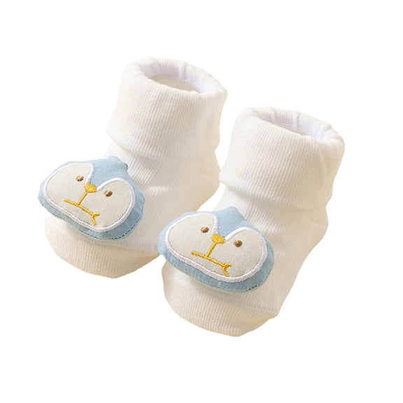 Dongfang Toddler Socks Kids Boys Girls Cute 3D Penguin Cartoon Ribbed Fold-Over Ankle Socks Daily Home Play Soft Socks