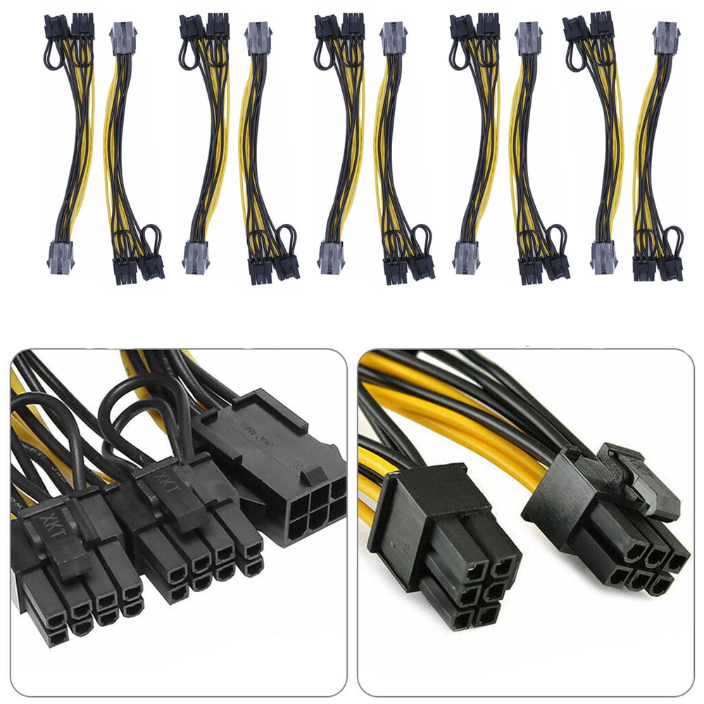 Binchil 5PCS PCI-E 6-Pin to Dual 6+2-Pin Power Splitter Cable Image Card PCIE PCI Express 6Pin to Dual 8Pin Power Cable 