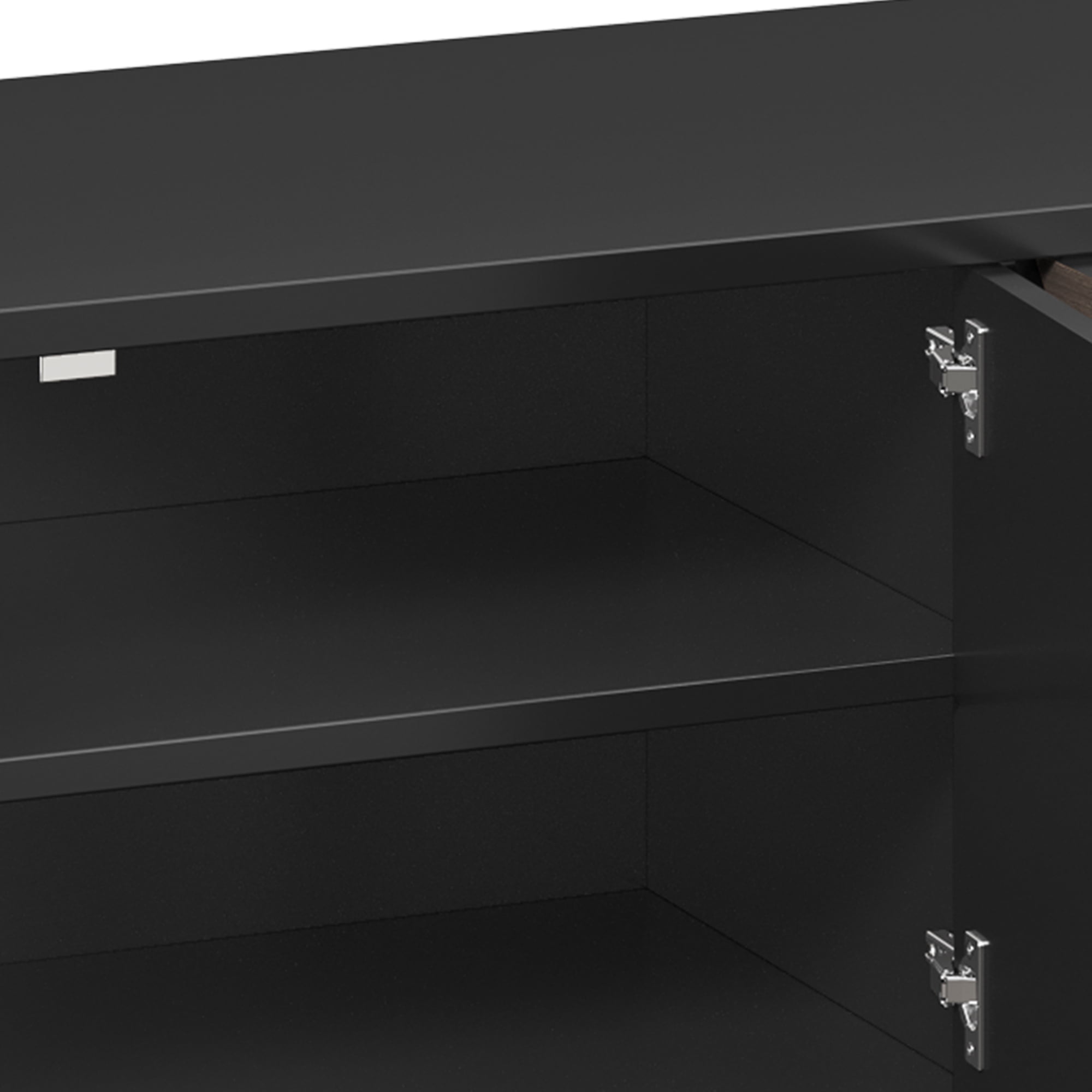 Uforic 70" Mid-Century TV Stand for TVs Up to 80", Entertainment Center with Textured Doors & Storage, Black & Walnut