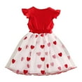 thumbnail image 3 of PMVFHDE Girl Tutu Dress Ruffled Puff Sleeve Mesh Princess Gown Party Dress,Red,4-5 Years, 3 of 9
