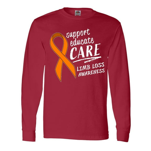Inktastic Support Educate Care Limb Loss Awareness Orange Ribbon Long Sleeve T-Shirt