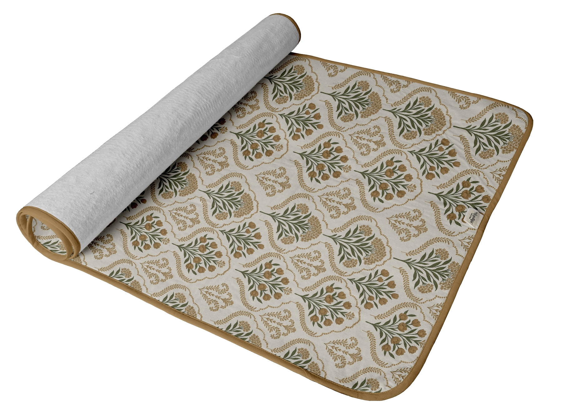 Vargottam Magnetic Ironing Mat - Foldable Cotton Iron Mat with Fiber Pad & Silicone Iron Rest - Portable, Washable, Travel-Friendly Ironing Board Alternative for Tabletop, Washer, Dryer - Floral