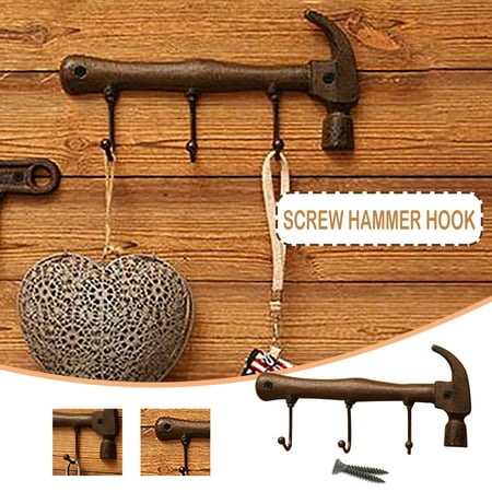 

Home Edit Storage LAWOR Hammer Wrench Iron Art Hook Bar Pendant Wall Decoration Brown O5434