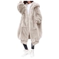 thumbnail image 3 of snowsong Womens Winter Coats,Faux Fur Coat,Women Winter Coat Fashion Plus Size Coat Luxury Long Jacket Coat Ladies Warm Hooded Upgrade Coat Outwear ,Trench Coat Women,Fleece Jacket Women,Beige,S, 3 of 9