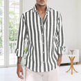 thumbnail image 4 of Aayomet Button Up Shirt Men Striped Buckle Lapel Long Sleeve Shirt Top (Black, XL), 4 of 5