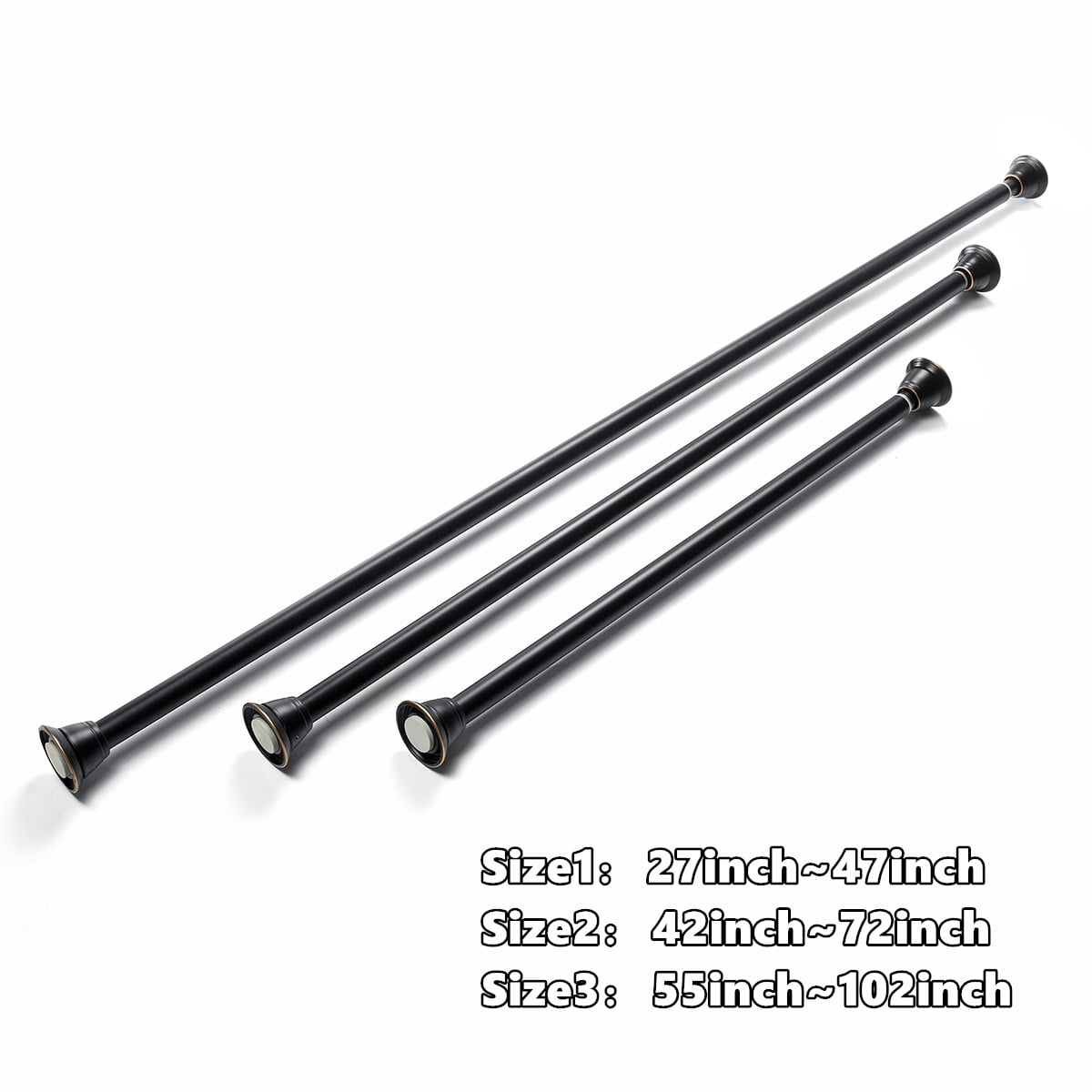 Adjustable Tension Black Shower Curtain Rod,Stainless Steel Extendable
