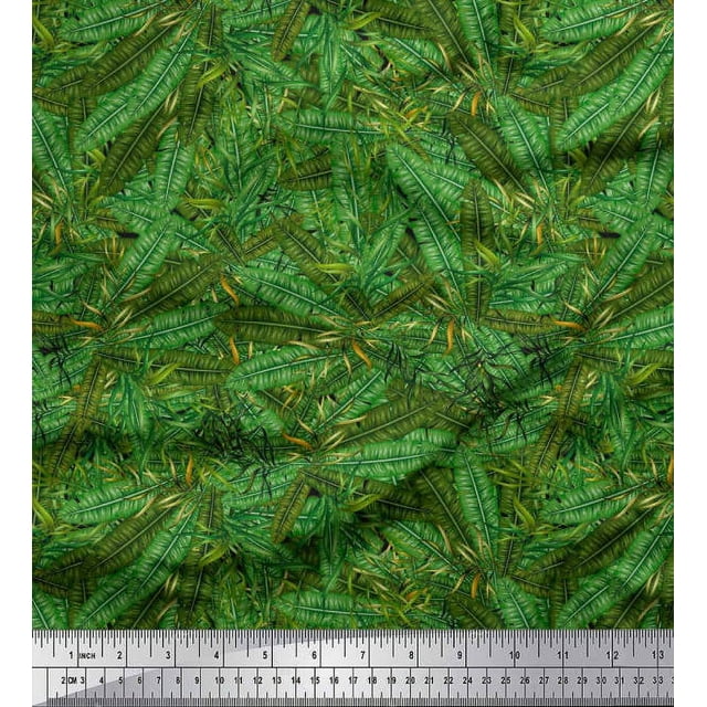 Soimoi Poly Georgette Fabric Palm Leaves Printed Fabric 1 Yard 52 Inch Wide