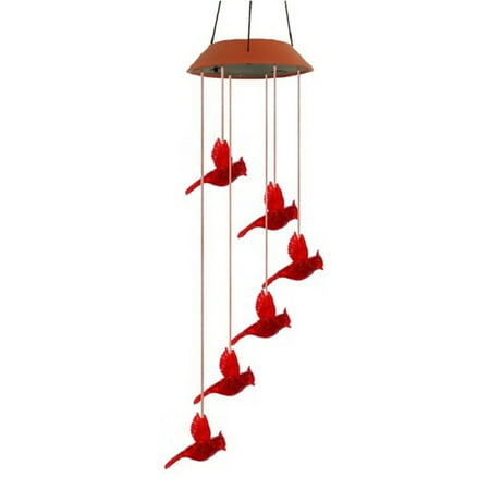 

Jocestyle Solar Power Color Changing Wind Chime Lamps Garden Red Bird Pendant Light