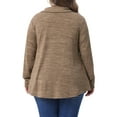 thumbnail image 4 of Agnes Orinda Women's Plus Size Sweatshirt Tops Cowl Neck Long Sleeve Pockets Casual Tunic Blouse with Button Decor 3X Brown, 4 of 7
