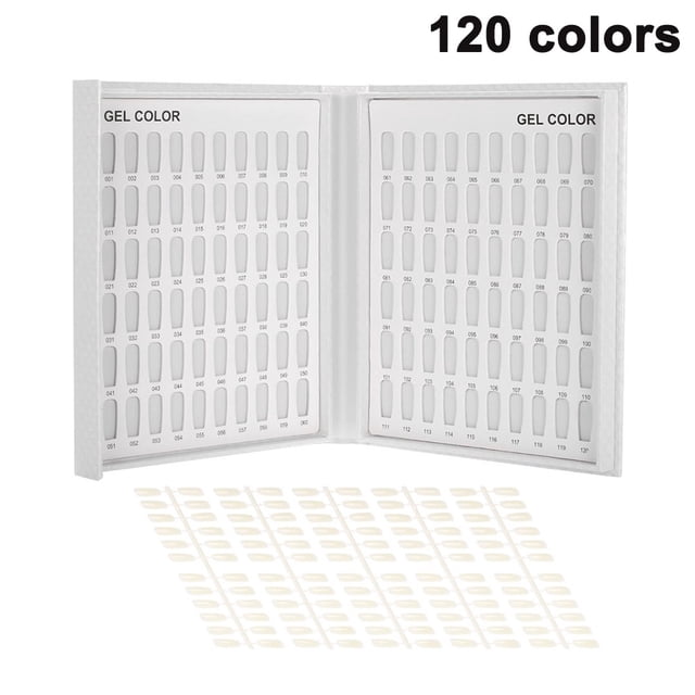 Tarjeta de práctica de diseño de uñas con 120 colores para manicura, muestra con incrustaciones, set de salón de manicura, tarjeta de colores para uñas