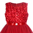 thumbnail image 4 of Flower Girls Dress Date Red Belted Wedding Party Bridesmaid 8 Years, 4 of 6