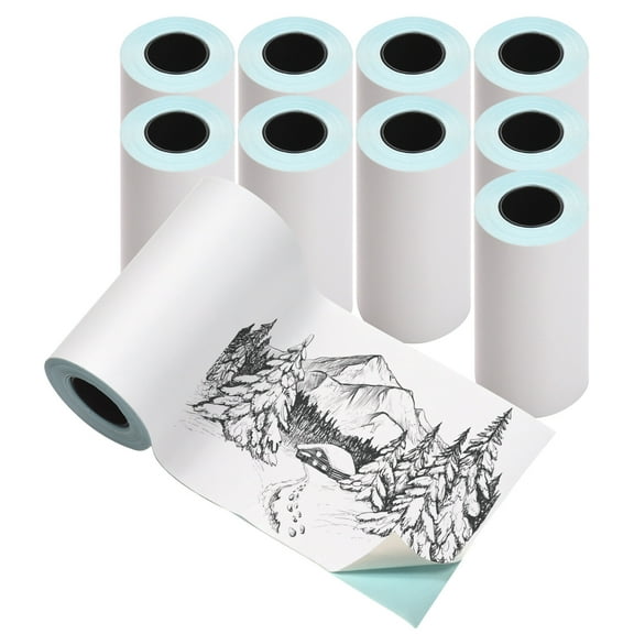 10 Rolls 57x30mm Self-Adhesive Direct Thermal Paper White Printable Sticker Paper BPA-Free Waterproof Oil-proof Friction-proof Sticky Paper Roll for Pocket Mobile Thermal Printer BT Photo Printer