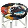 thumbnail image 3 of Xecao's Cow Print Stool Covers offer stylish, washable protection for PU round bar stools, perfect for home or commercial use., 3 of 7