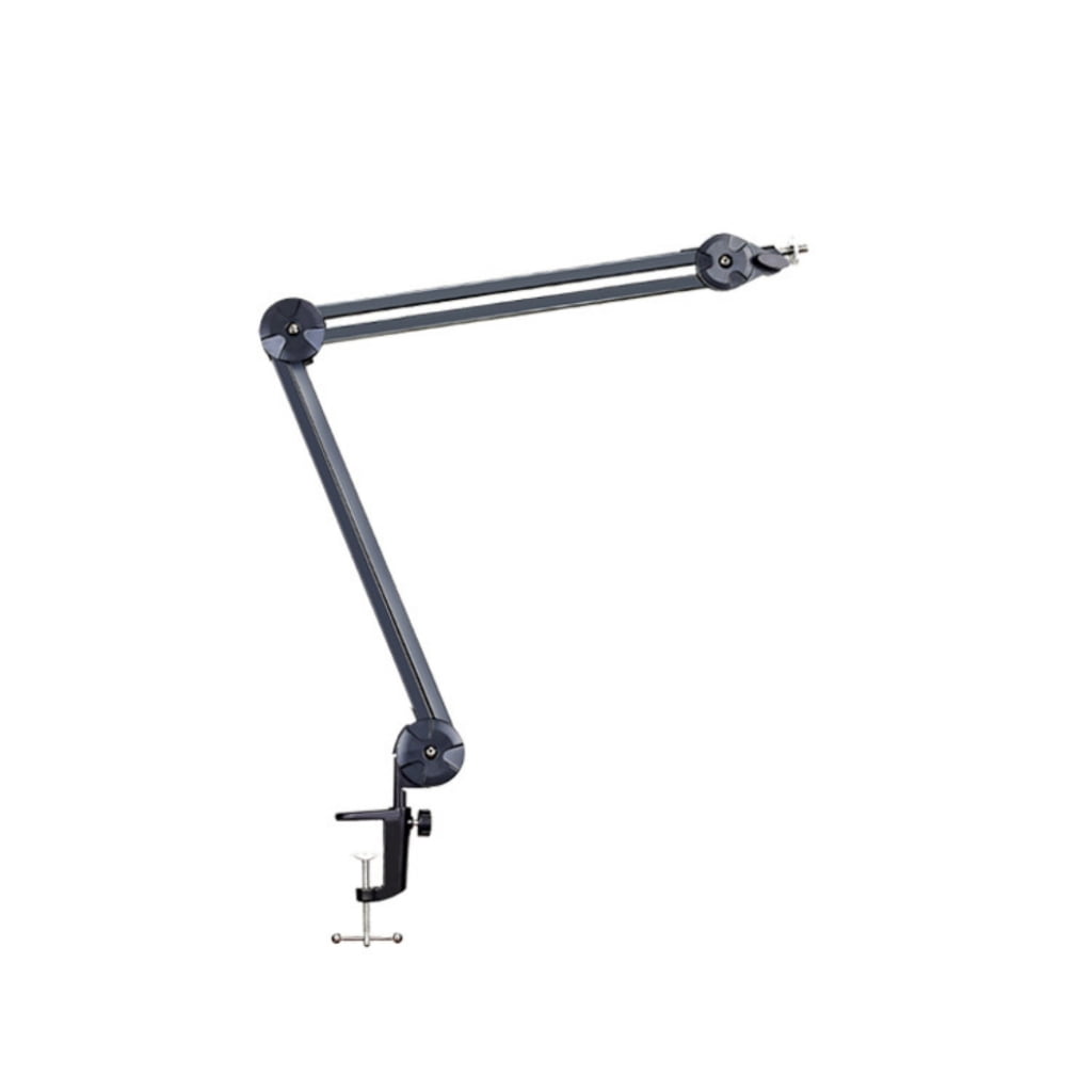 Adjustable Foldable Microphone Boom Arm Stand with 360 Degree Rotation and C Clamp Desk Mount for Live Streaming