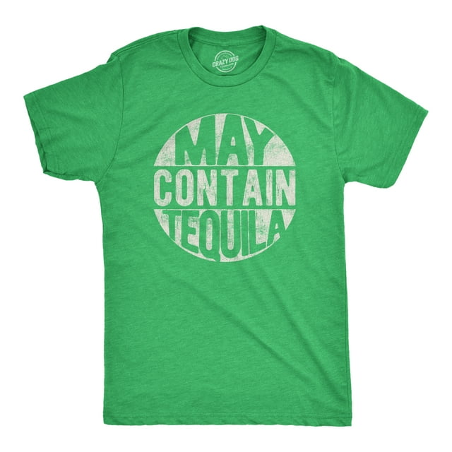 Mens May Contain Tequila T Shirt Funny Tequila Drinking Tee (Heather Green) - XXL
