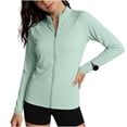 thumbnail image 5 of hotojiny Women's Workout Jacket Lightweight Zip up UPF 50+ Yoga Slim Fit Tops Mock Neck Cropped Athletic Tee Shirt, 5 of 7
