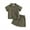 Army Green, variant on 2Pcs Little Boys Outfit, 12 18 24M 3 4T Toddlers Summer Autumn Solid Color Lapel Short Sleeve Single-Breasted Tops + Shorts Set