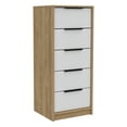 thumbnail image 4 of Nmkwnr 5 Drawers Dresser with Metal Handle for Home, Bedroom, Brown + White, 4 of 7